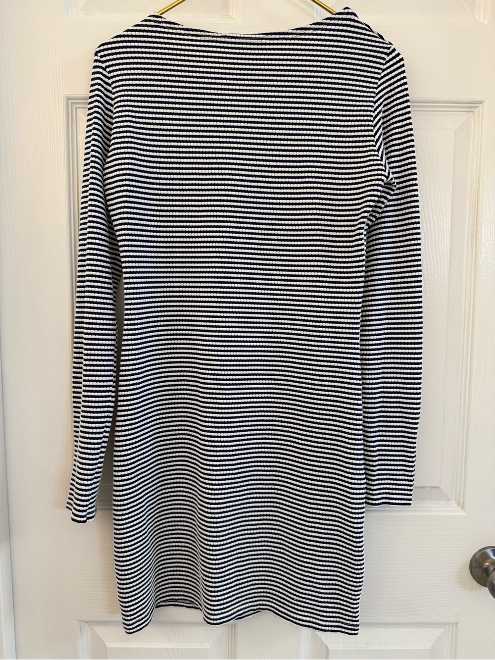 Melissa Odabash Agata Navy Stripe Long Sleeve Mini Dress L - Picture 8 of 15